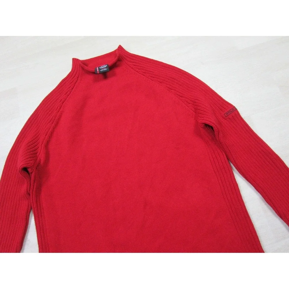 Vintage Polo Jeans Company by Ralph Lauren Men's Red Mock Neck Sweater Tight Arm